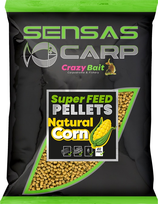 E-shop Sensas pelety super feed natural corn 650 g - 2 mm