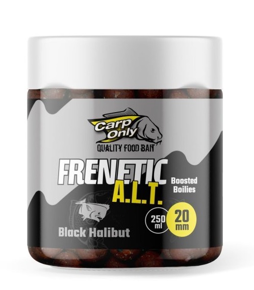 Carp only dipované boilies frenetic a.l.t. black halibut 250 ml - 20 mm