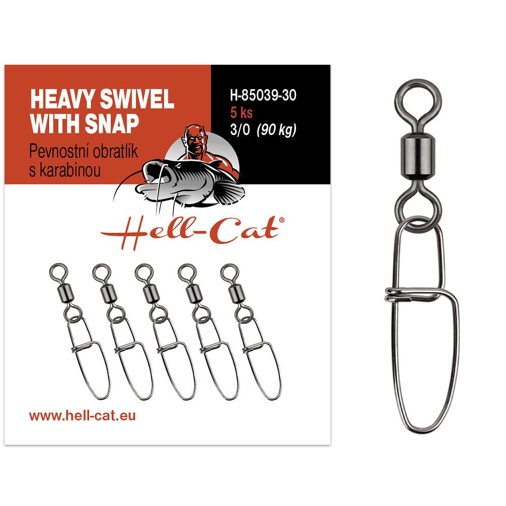 Hell-cat obratlík pevnostný s karabínou heavy swivel with snap 5 ks - veľkosť 1/0 nosnosť 55 kg