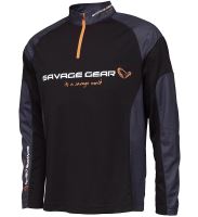 Savage Gear Tričko Tournament Gear Shirt 1/2 Zip Black INK Savage Gear Tričko Tournament Gear Shirt 1/2 Zip Black INK