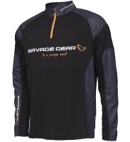 Savage Gear Tričko Tournament Gear Shirt 1/2 Zip Black INK - XXL