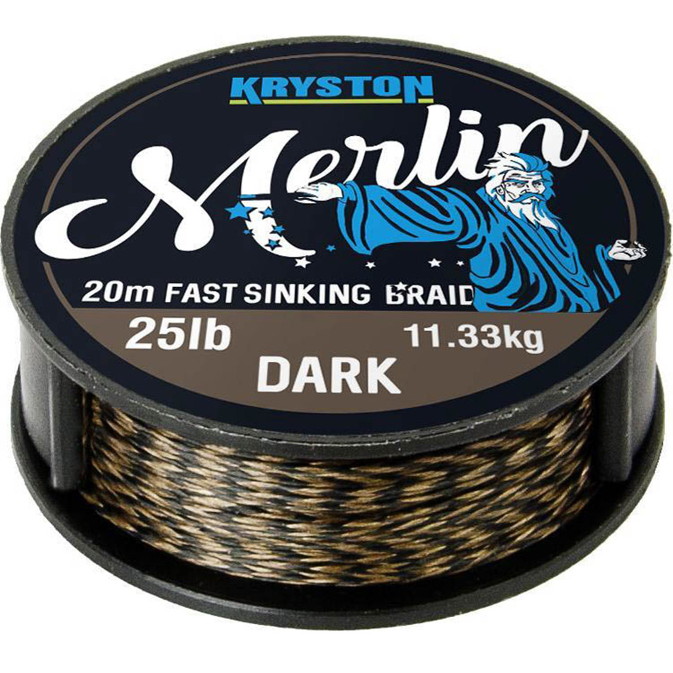 Kryston náväzcová šnúrka merlin fast sinking braid čierna 20 m-nosnosť 15 lb