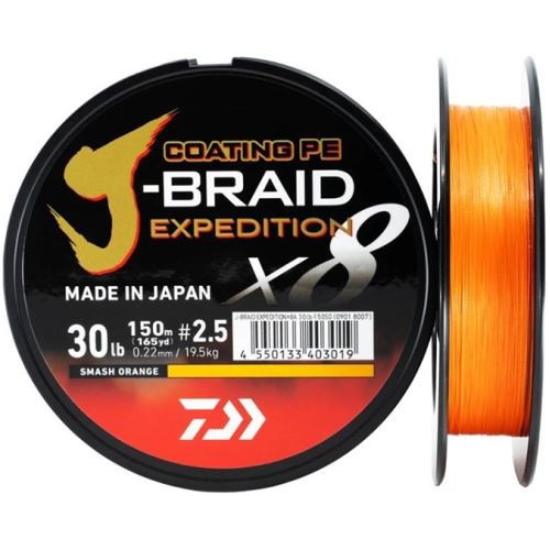 Daiwa Splietaná Šnúra J-Braid Expedition X8E Smash Orange 300 m