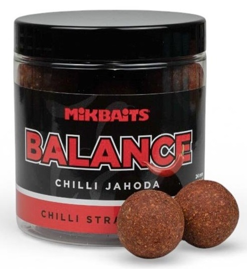E-shop Mikbaits vyvážené boilie balance chilli chips chilli jahoda 250 ml - 20 mm