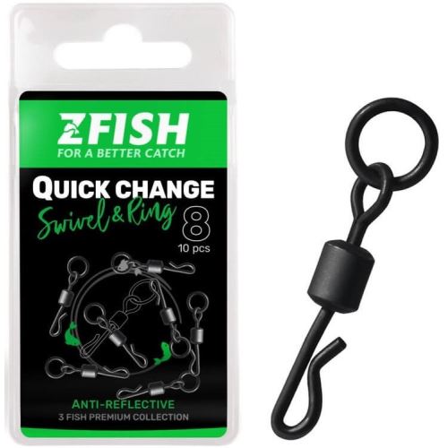 Zfish Obratlík s Krúžkom Quick Change Swivel With Ring Black Matt Vel 8