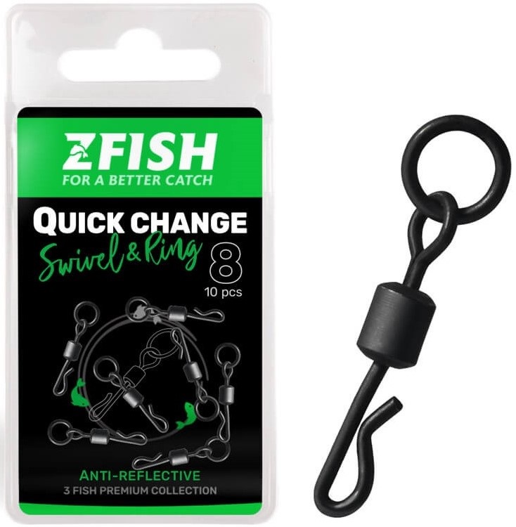 Zfish obratlík s krúžkom quick change swivel with ring black matt vel 8