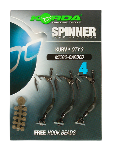 Korda háčiky spinner hook sections kurv barbless-veľkosť 4