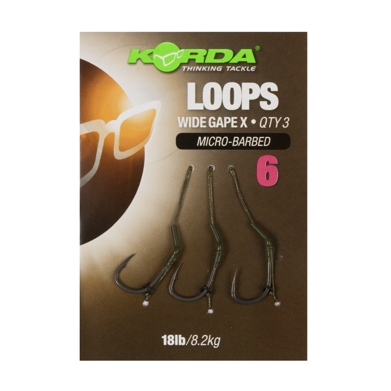 Korda hotové náväzce loop rigs df wide gape barbless 8,2 kg-háčik 6