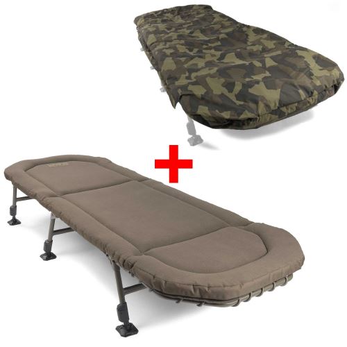 Avid Carp Lehátko Benchmark LevelTech Bed + Spací Vak Ascent RS Camo Standard