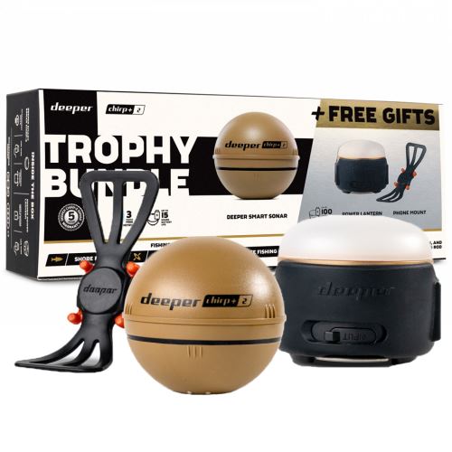 Deeper Nahadzovací Sonar Chirp+2 Zimná Edícia Winter Trophy Bundle + Držiak Telefónu a Svietidlo