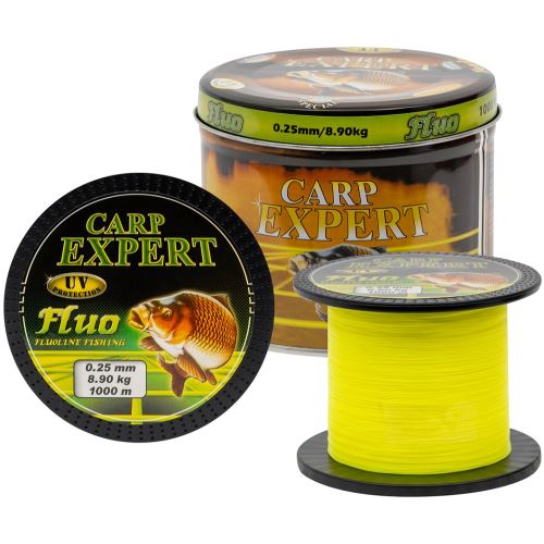 Carp Expert Vlasec V Plechovej Dóze UV Fluo Žltý 1000 m - 0,35 mm