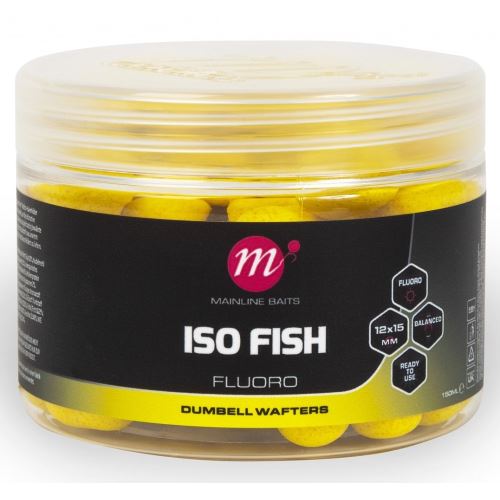 Mainline Vyvážené Boilie Fluoro Dumbell Wafters ISO Fish 150 ml 12x15 mm