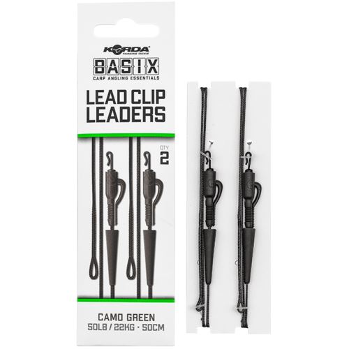 Korda Montáž Basix Lead Clip Leaders 2 ks 22 kg 50 cm