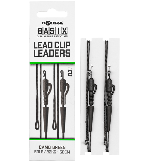 Korda montáž basix lead clip leaders 2 ks 22 kg 50 cm