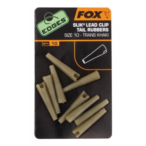 Fox Prevleky Edges Size 10 Slik Lead Clip Tail Rubber Trans Khaki