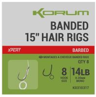 Korum Náväzec Banded Hair Rigs Barbed 8 ks Dĺžka 15" - Veľkosť Háčika 10