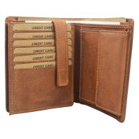 Kožená Pánska Peňaženka s Ražbou Kapor Svetlo Hnedá (2)