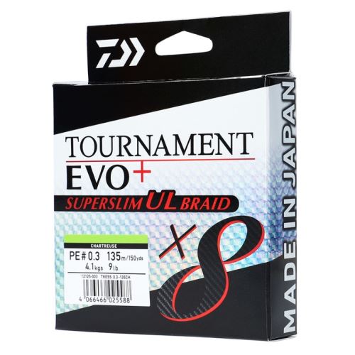 Daiwa Splietaná šnúra Tournament X8 EVO+ Super Slim UL Braid Chartreuse 135 m