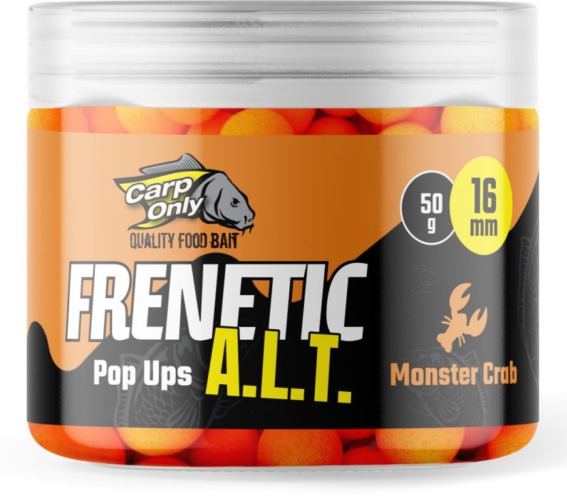 Carp only plávajúce boilies frenetic a.l.t. hi-visual pop ups 16 mm 50 g - monster crab