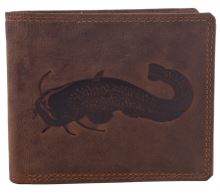 Mercucio Rybársky Darčekový Set Sumec - Pánska Peňaženka a Kožený Opasok Tmavý Šitý (1)