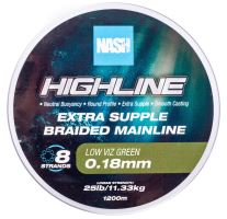 Nash Splietaná šnúra Highline Extra Supple Braid Green 1200 m - 0,18 mm 11,3 kg