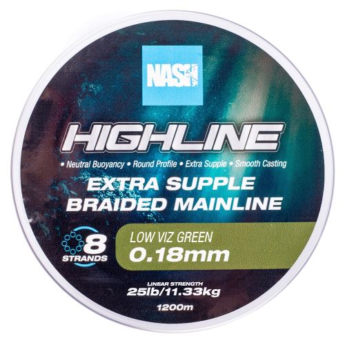 Nash Splietaná šnúra Highline Extra Supple Braid Green 1200 m