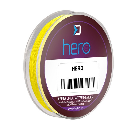 Delphin náväzcová šnúra hero 8 fluo žltá 15 m - 0,18 mm 13,20 kg