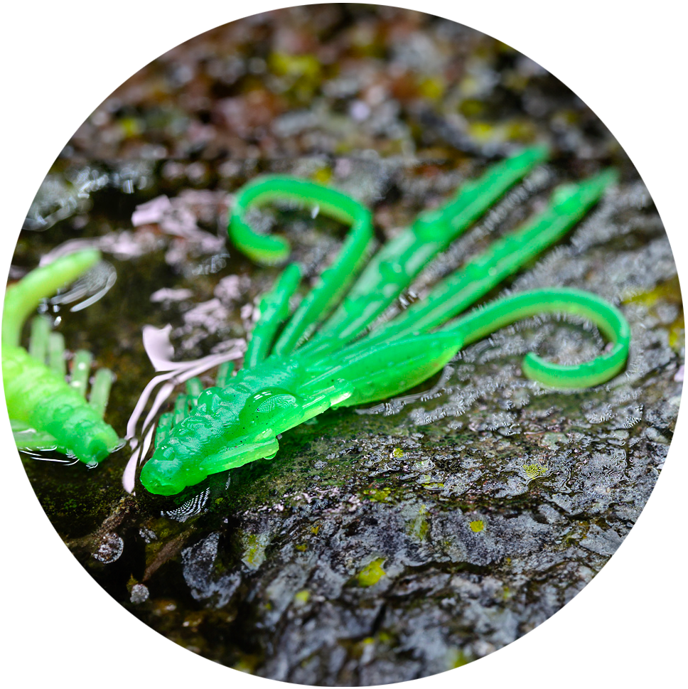 Redbass gumová nástraha nymfa fluo/green uv - s 53 mm