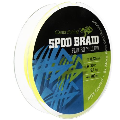 Giants Fishing Splietaná Šnúra Spod Braid Fluoro Yellow 300 m - 0,22 mm 9,1 kg