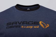Savage Gear Tričko Signature Logo T Shirt Blue Melange (3)
