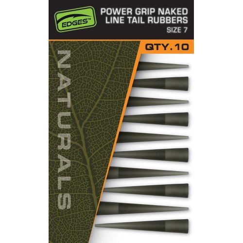 Fox Prevleky Edges Naturals Power Grip Naked Line Tail Rubbers Size 7 10 ks