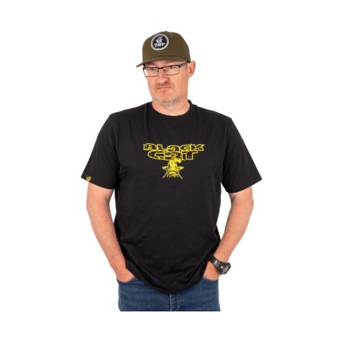 Black Cat Tričko Distressed Logo Black Tee