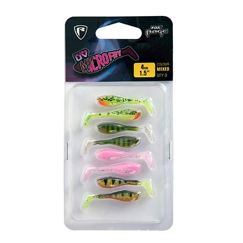 Fox Rage Gumová Nástraha UV Micro Fry Mixed Colour Pack 4 cm 8 ks