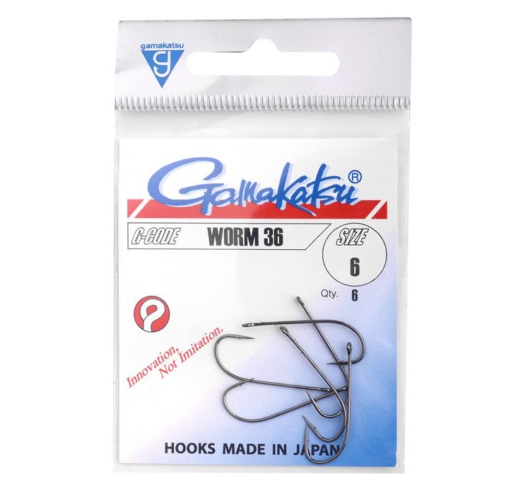 Gamakatsu háčiky hook worm 36  /0 (spr) (black) - veľkosť 5/0