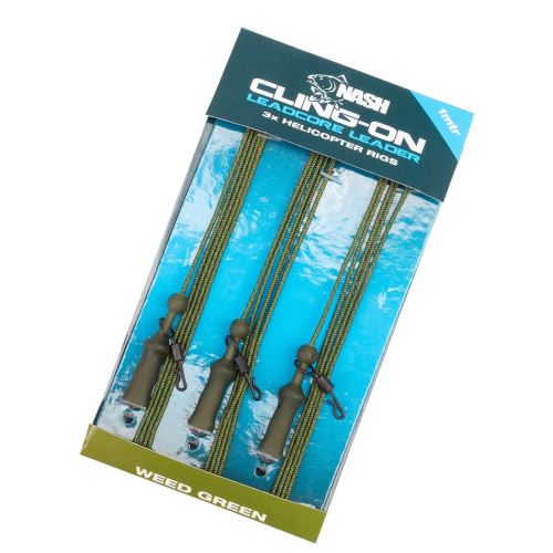 Nash Montáž Cling-On Leadcore Helicopter Leaders 45lb Weed 1 m