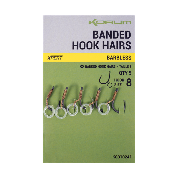 Korum háčik s gumičkou banded hook hairs barbless - veľkosť 10