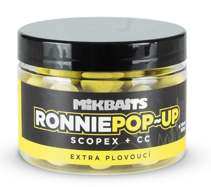 Mikbaits plávajúce boilie ronnie scopex + cc 14 mm 150 ml