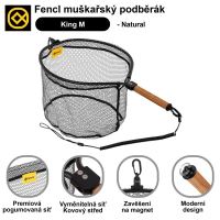 Fencl Muškársky Podberák King M Natur s Magnetom a Pogumovanou Sieťou Magnetický Držiak a Poistné Lanko 40x35 cm (2)