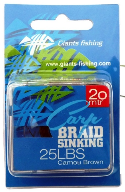 Giants fishing náväzcová šnúrka carp braid sinking 20 m camou brown-nosnosť 25 lb