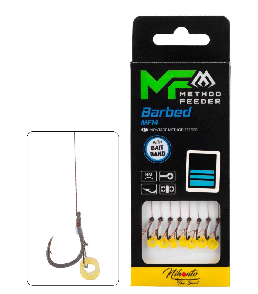 Mikado nadväzec feederový mf14 braided s gumkou barbed 8 ks 10 cm - 0,18 mm veľ. 4