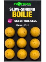 Korda Plastic Wafter Slow-Sinking Boilie Essential Cell - 15 mm 9 ks