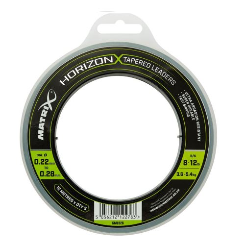 Matrix Šokový Vlasec Horizon X Tapered Leaders - Priemer 0,22-0,28 mm / Nosnosť 3,6-5,4 kg
