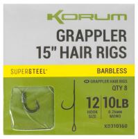 Korum Náväzec Grappler 15” Hair Rigs Barbless 38 cm - Veľkosť Háčika 12 Priemer 0,26 mm Nosnosť 10 lb