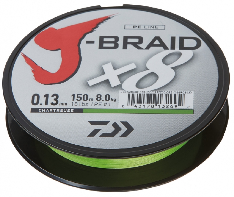 Daiwa splietaná šnúra j-braid chartreuse 150 m-priemer  0,10 mm / nosnosť 6 kg