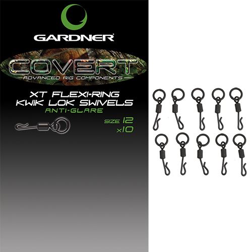 Gardner Obratlíky Covert XT Flexi-Ring Kwik Lok Swivels 10 ks - Veľkosť 12