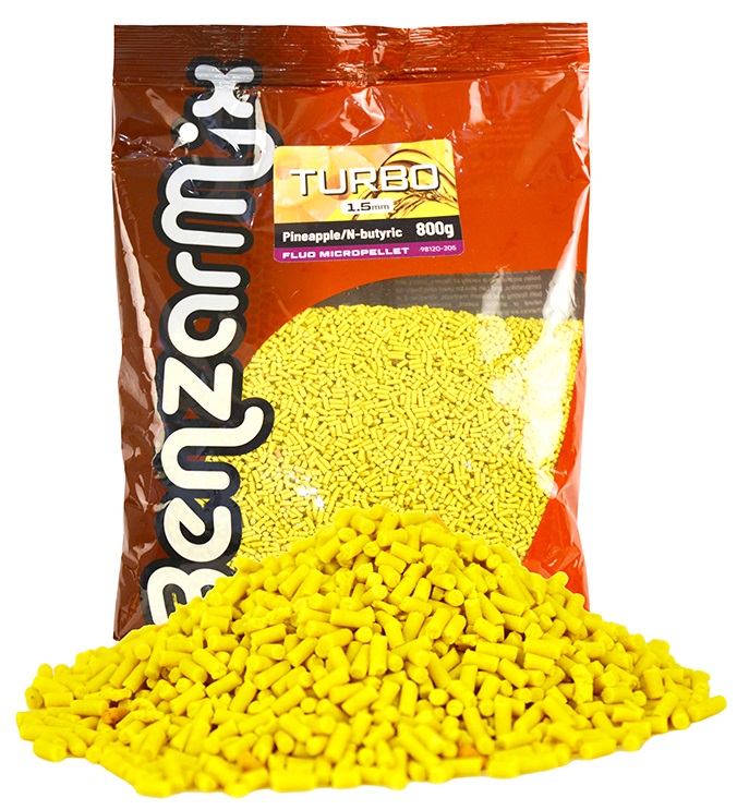 Benzar mix pelety fluo turbo pellet 800 g 1,6 mm - ananas n-butyric