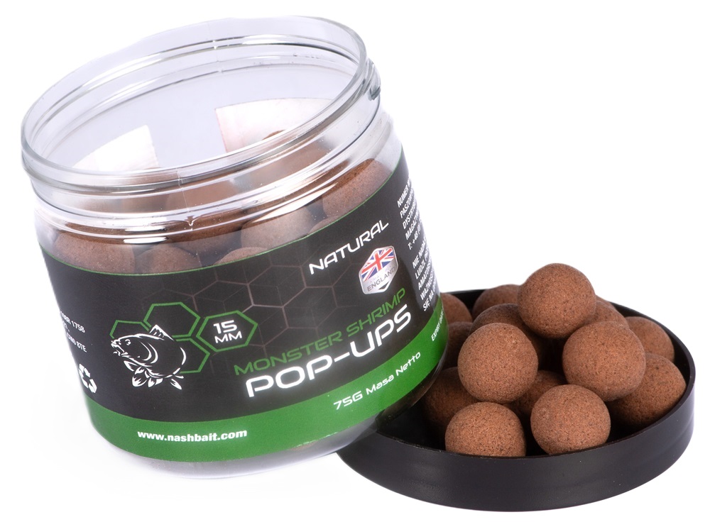 Nash plávajúce boilie pop ups monster shrimp natural 75 g - 15 mm