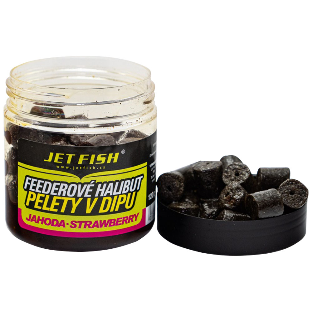 Jet fish feederové halibut pelety v dipe 12 mm 120 g - chilli