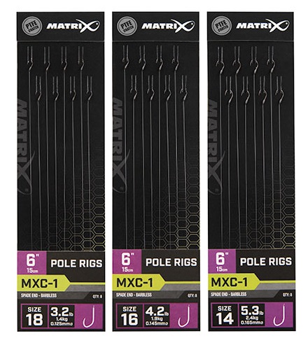 Matrix náväzec mxc-1 6 "pole rigs - veľkosť háčika 18 nosnosť 1,4 kg