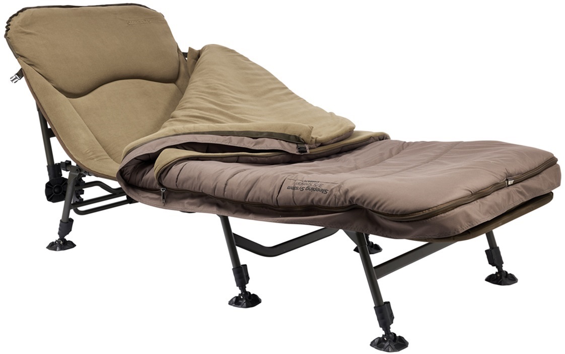 Starbaits lehátko lehátko+spacák sleeping system 3/5 season.
 Spacák je dvojvrstvový a naplnený syntetickou výplňou s maximálnou výhrevnosťou.